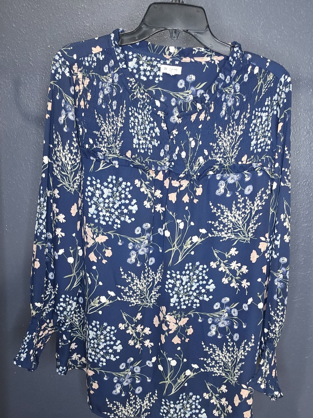 Westport Navy Blue Floral Long-Sleeve Top